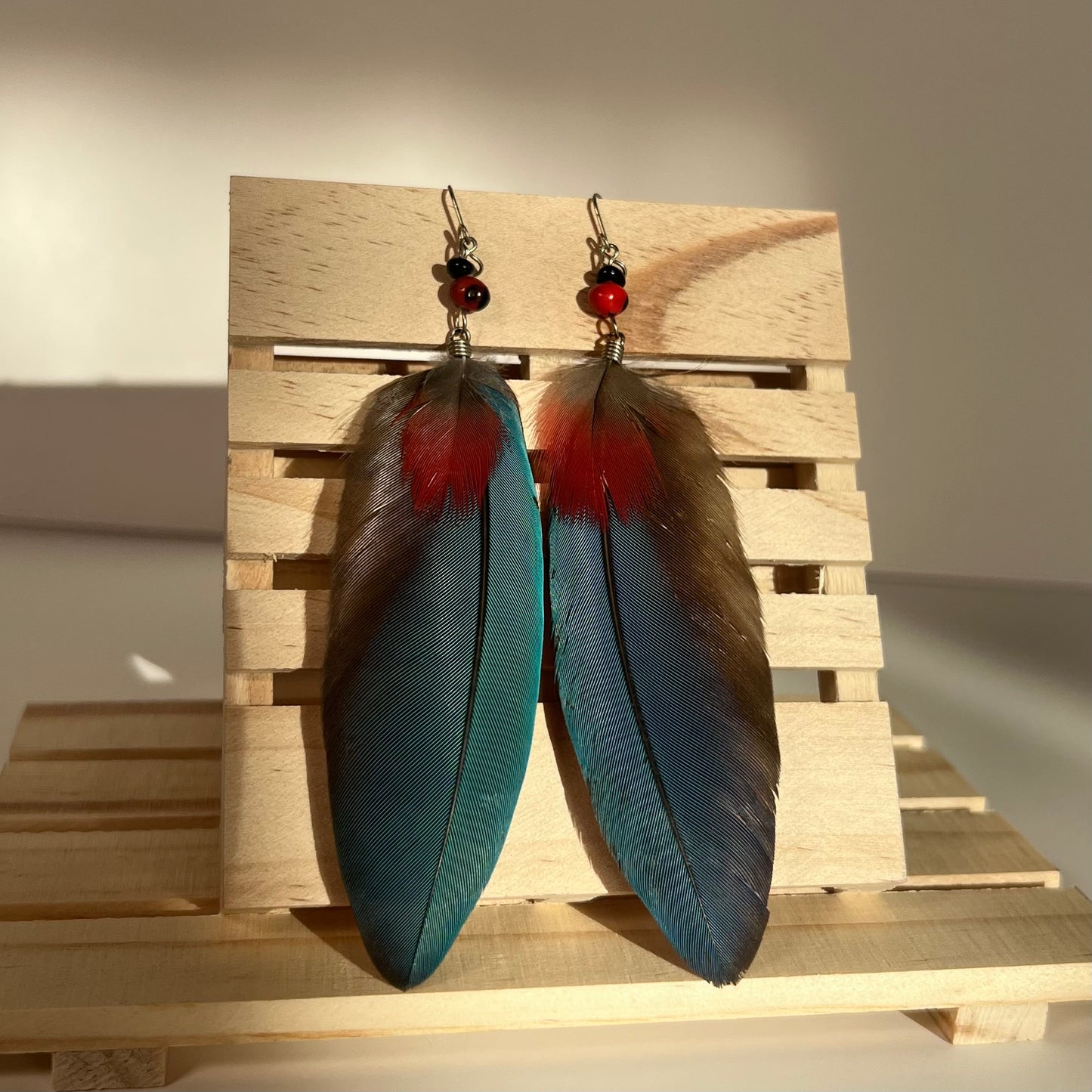 Peruvian Guacamayo Feather Earrings